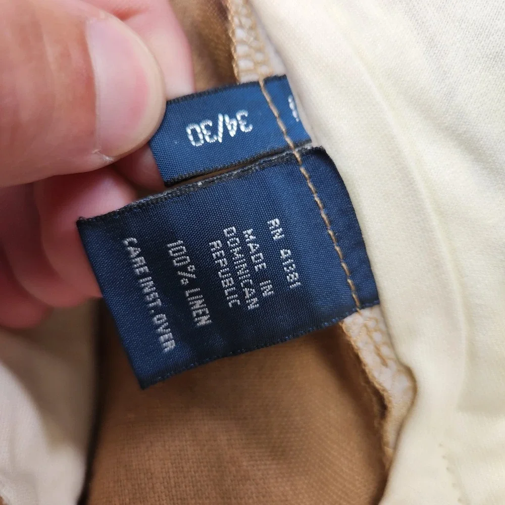 Vintage Polo Ralph Lauren Linen Pants Men 34x30 Pleated High Rise Trouser Flowy